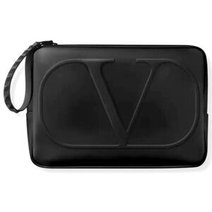 Valentino Garavani Black Clutch Bag Zip Case Cosmetic Case